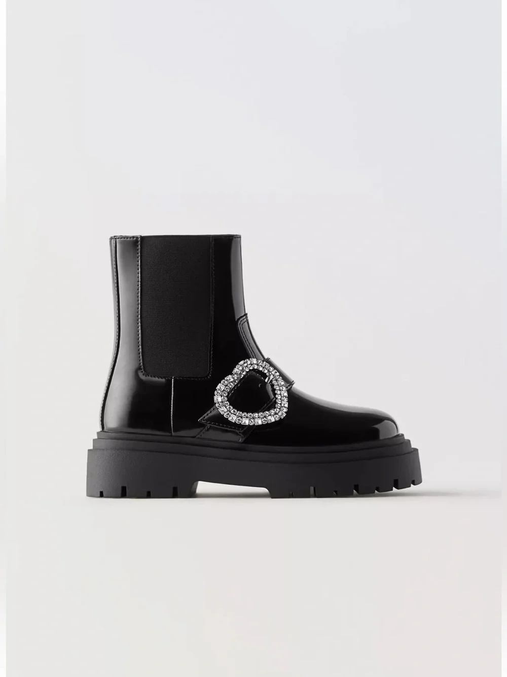 Zara Rhinestone Heart Ankle Boots